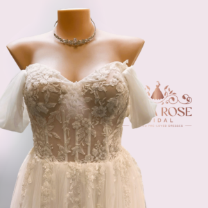 Forget me Knot Sarah lace corset bodice with off-the-shoulder sleeves