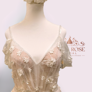 Rara Avis Danielle floral A-line wedding dress with blush lining