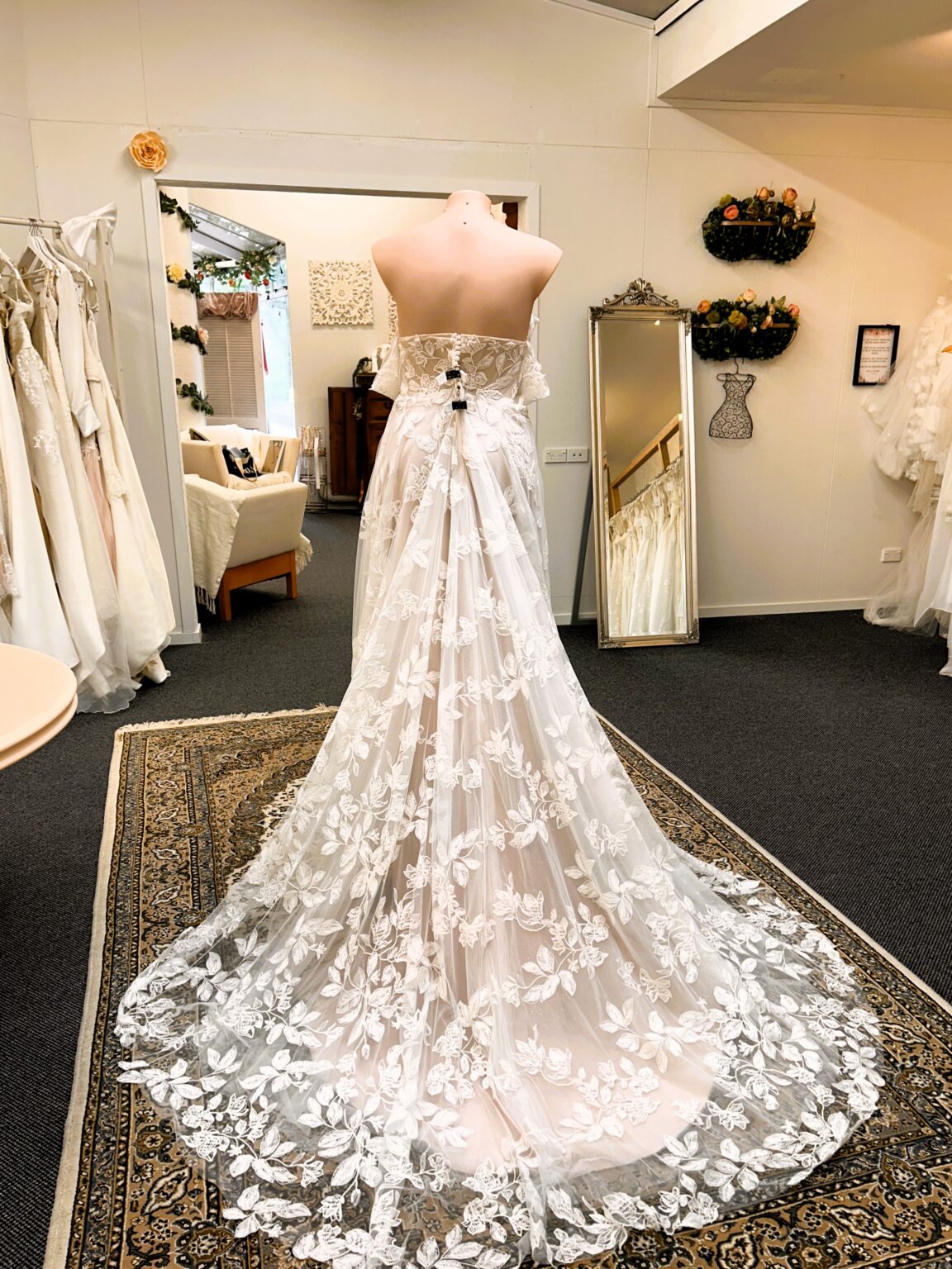 Madi Lane Celina lace chapel train
