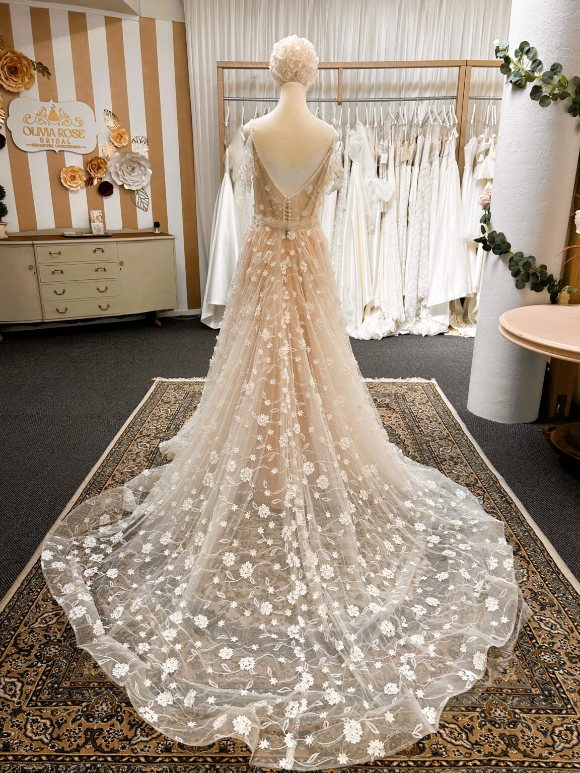 Rara Avis Danielle open back and long floral train
