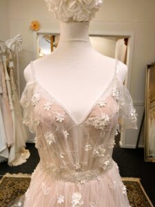Rara Avis Danielle bodice with draped sleeves and beaded belt