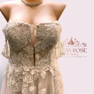 Madi Lane Celina lace A-line wedding dress with off-the-shoulder sleeves